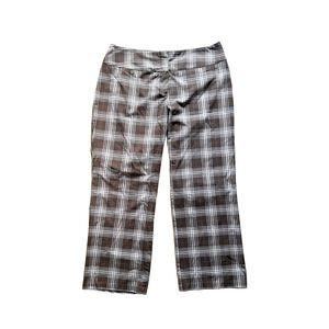 Vtg Y2K Dots Plaid Trousers Brown Dark Academia Office Siren Career Minimalist